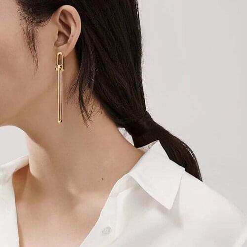 New Brand Vintage Earrings Metal Bamboo Chain Stud Earrings for Women Punk Jewelry Gold Chain Earring Brincos Gothic Earring