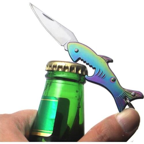 Multifunctional bottle opener fruit knife paring knife sharp unpacking keychain portable folding knife & Drop Shipping