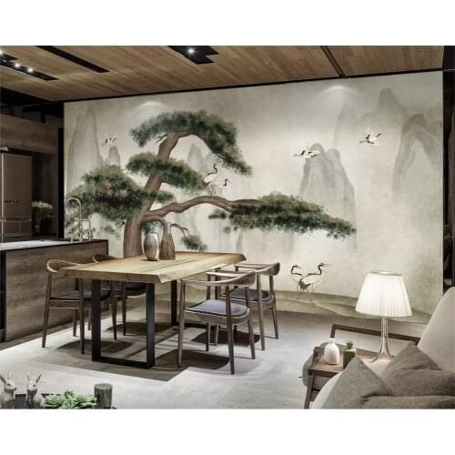 Beibehang Custom photo wallpaper landscape tree Ink landscape hand-painted TV background wall 3d wallpaper mural papel tapiz