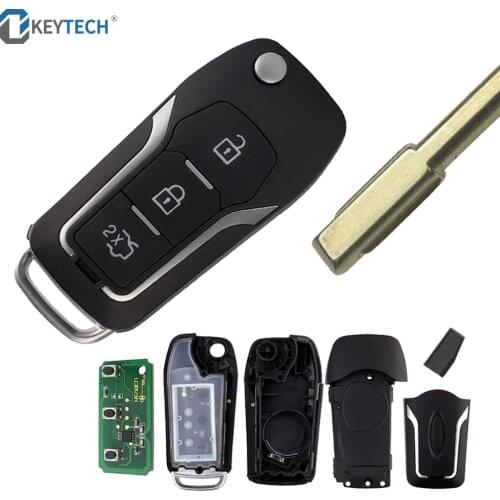 OkeyTech Folding Car Remote Key For Ford Mondeo Mk4 Mk7 Fiesta Focus Ranger 3 Buttons 433MHz Modified Auto Car Key FO21 Blade