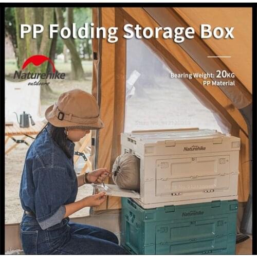 Naturehike Outdoor Folding Storage Box 50L PP Large Capacity Portable Travel Sundry Box Double Door Tool Storage Box Stackable