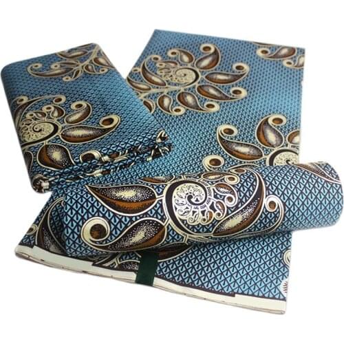 African Printed wax Fabric Block Gold Wax Print Fabrics for wedding dresses H201010