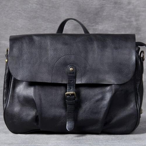 Genuine Leather Men Bag Casual Business Man Shoulder Crossbody Bags Cowhide Large Capacity Top Layer Leather Travel Message Bag