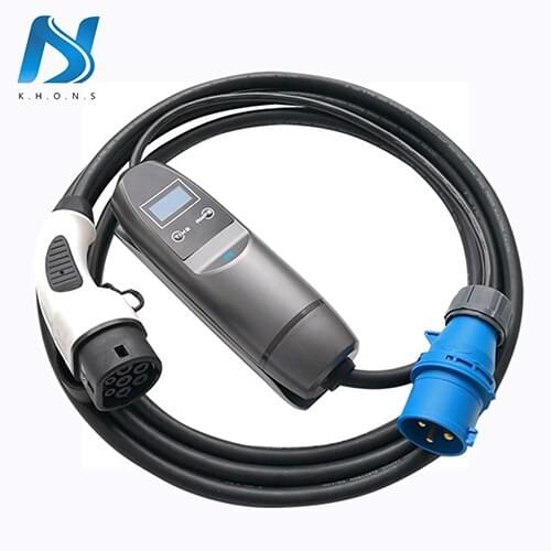 Type 2 portable ev charger mode 2 32a iec 62196-2 evse with female plug and cee plug