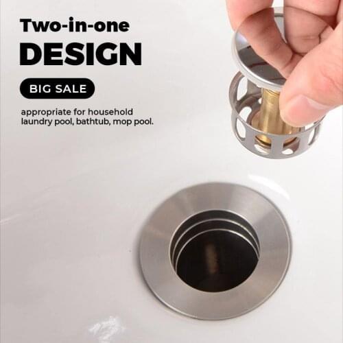 Universal Stainless Steel Push-Type Basin Pop-up Drain Filter Is Designed With An Inner Well-structured Basket Strainer