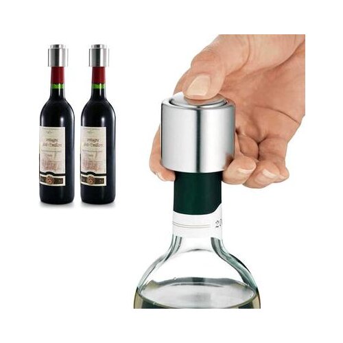 Red Wine Vacuum Cover Stainless Steel Bottle Lid Stopper Press Wine Cap Sealer Storage Fresh Keeper Barware Home Kitchen Tools