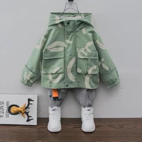 Boys Jacket Spring 2021 New Casual Trench Coat Jacket Childrens Hooded Zipper Outwear Childrens Windbreaker Jacket for Boys