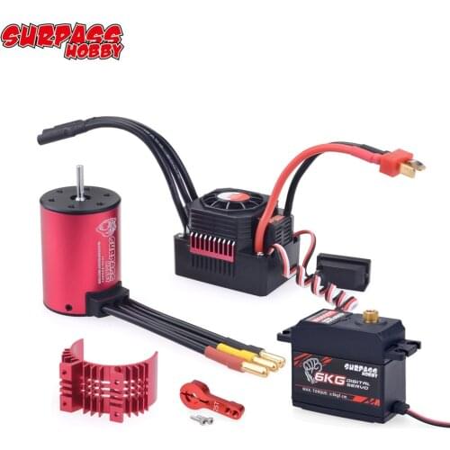 Surpass Hobby Waterproof 3650 3100KV 3600KV 4500KV Brushless Motor w/ 60A ESC 6KG Digital Metal Gear Servo for RC 1/10 Car