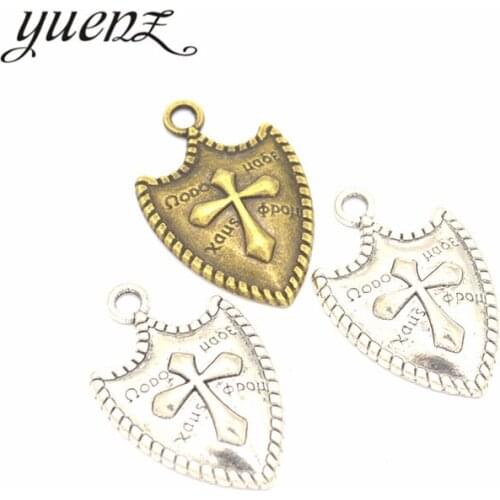 YuenZ 5pcs Antique silver color Shield Charm Pendants for Bracelet Necklace Jewelry Accessories Diy Jewelry Making 31*20mm M06
