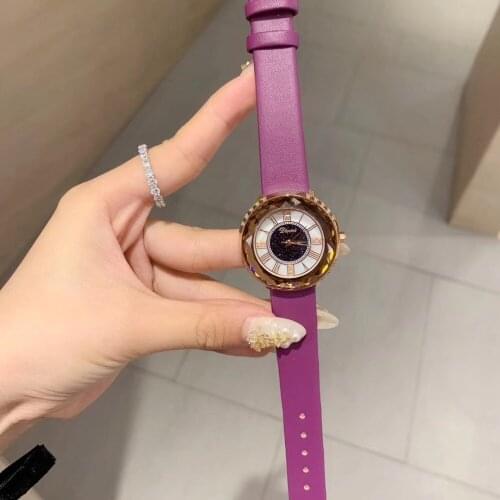 Casual Fashion Waterproof Genuine Leather Watches for Women Candy Colors Korean Students Watch Quartz Roman Wrist watch Crystals