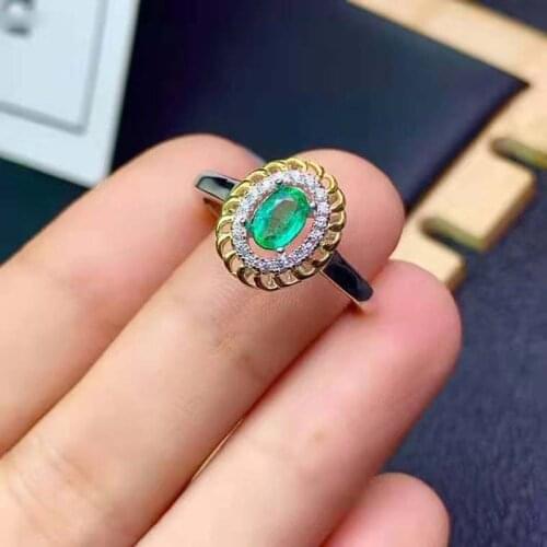 Natural Emerald Simple Luxurious Ring S925 Silver Fashion Fine Weddings Charming Jewelry for Women Free Shipping Hot Sale