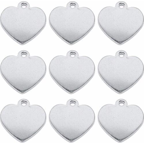 LOULEUR 10pcs Stainless Steel Metal Love Heart Connectors For Bracelets Pendants Blank Diy Charms Jewelry Makings Findings