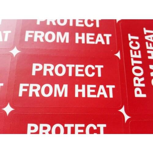 400PCS/LOT 50X25MM PROTECT FROM HEAT self-adhesive warning label sticker for safety, Item No.SL18