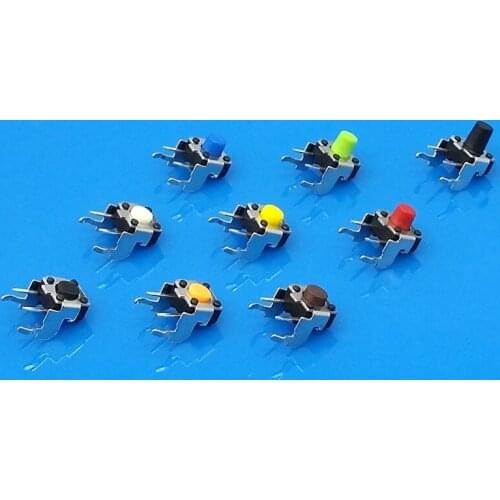 5000pcs 6*6 Series Colorful tact push button switch with Half Stand Horizontal DIP 2p Eight color orange yellow blue 6X6