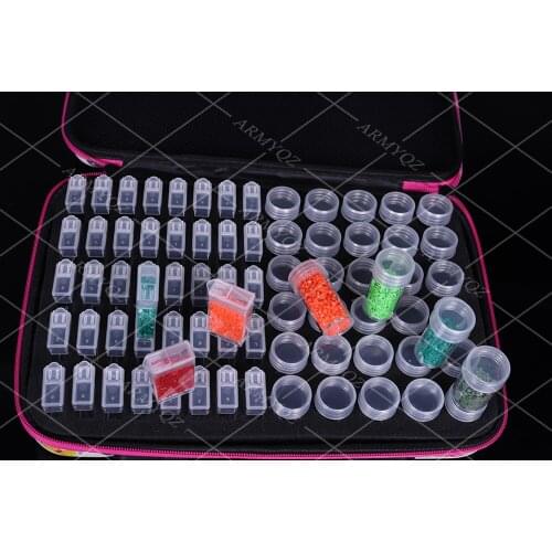 70 Bottles Diamond Painting butterfly Box Tool Container Storage Box Carry Case Holder Hand Bag Zipper Design Shockproof Durable