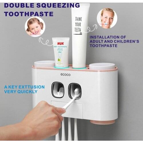 Bathroom Automatic Toothpaste Dispenser Toothpaste Squzeezer Wall Paste 5Rocks Dust-proof Toothbrush Holder Bathroom Accessories