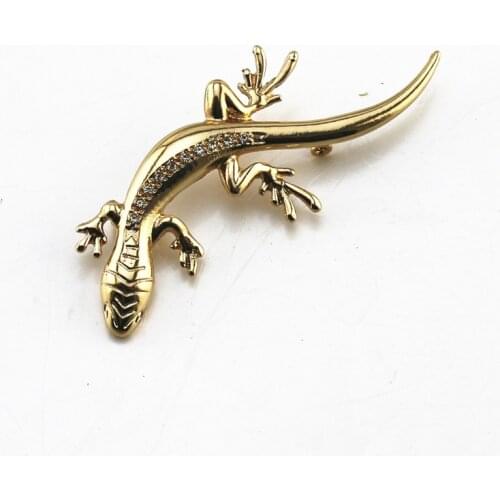 2020 Japanese Korean style fashion electroplated yellow alloy lizard inlaid semi-precious stones brooch