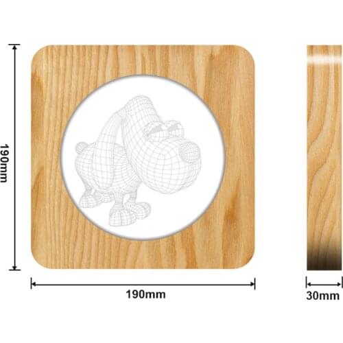 Big Eyes Dog Wooden 3D LED Arylic Night Lamp Table Light Switch Control Carving Lamp for Childrens Back School Home Decor Gift
