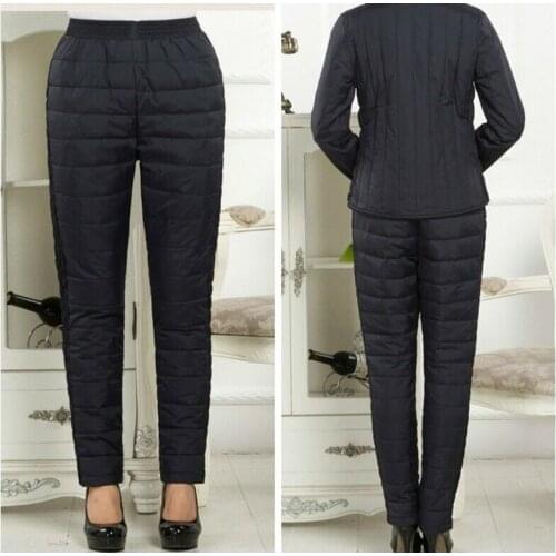 Winter Womens Puffa Puffer Trousers Pants Duck Down Padded Quilted Outdoor Solid Color Versatile 2020 Hot New