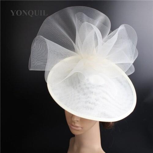 Gogeous Women Wedding Formal Fedora Cap Big Deby Fascinator Hats Headband Mesh Bride Headwear Nice Cocktail Party Chapeau Cap