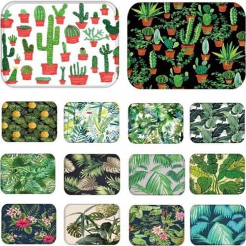 Cactus Monstera pattern Anti-Slip Suede Carpet Door mats doormat Outdoor Kitchen room Floor Mat
