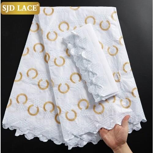 SJD LACE Bazin Riche Original 2021African Lace Fabric Swiss Voile Laces 5Yards +2.5Yards For Gambia Traditionl Wedding Sew 2304