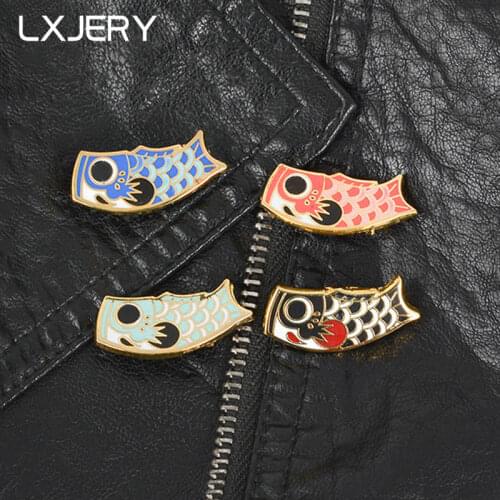 LXJERY Cartoon Carp Koinobori Enamel Pin Badge On Backpack Cute Brooch Pins For Clothes Broche For Women Girls Gift