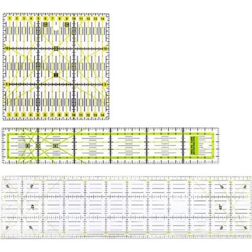 Nonvor 3Pcs/Set Fabric Cloth Ruler Set Acrylic Drawing Tools Ruler For DIY Patchwork Sewing Cutting Yardstick Craft Scale