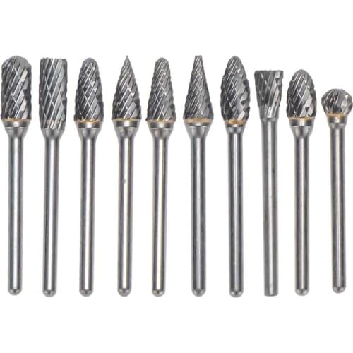 10 Pcs Silver RASP Set Burr 3 mm Shank Bit for Wood Metal Marble Carving Grinding Polishing Engraving Drilling Tools