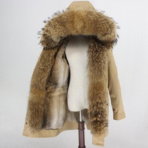Real Fur Coat Brand Long Parka Waterproof Outerwear Natural Raccoon Fox Fur Collar Hood Rabbit Fur Liner Thick Warm Streetwear