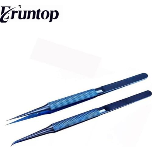 Titanium Microsurgical Instrument Platform Curved Lines Straight Line tweezer 14cm Mobile phone repair tweezer head width 0.15mm