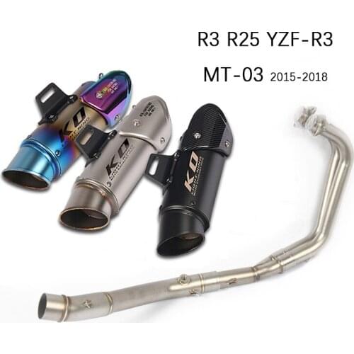 Full Exhaust System for Yamaha R3 R25 YZF-R3 Motorcycle Exhaust Pipe Header Mid Pipe 51mm Muffler Escape Slip On 2016-2018 MT-03