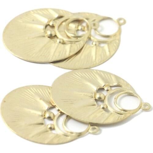 Retro oval popular fashion new fan-shaped brass earrings accessories necklace DIY handmade materials