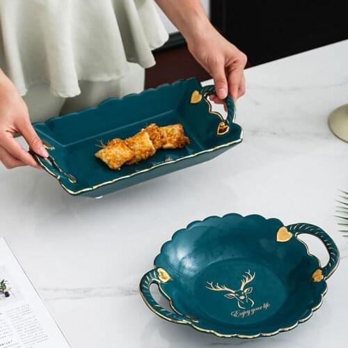 Nordic Luxury Ceramic Fruit Food Debris Storage Tray European Phnom Penh Home Living Room Dining Table Dried Fruit Dessert Tray