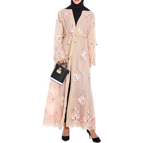 Floral Shrug Djelaba Dress Femme Women Niqab Abaya Kimono Long Muslim Cardigan Islamic Clothing Tunic Dubai Turkey Burka