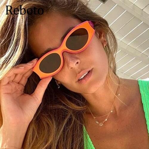 Popular Orange Small Cat Eye Sunglasses For Women Fashion Vintage Oval Brand Shades Sun Glasses Female UV400