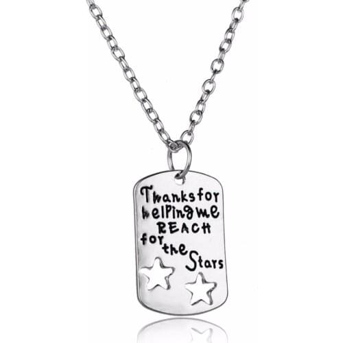 Teachers Thanks For Helping Me Reach For The Stars Geometric Pendant Necklace Women Men School Thanksgiving Collar Gift Jewelry