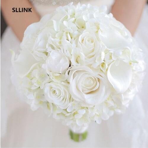 White Rose Wedding Flowers Bridal Bouquets Artificial Wedding Bouquet De Mariage Rose