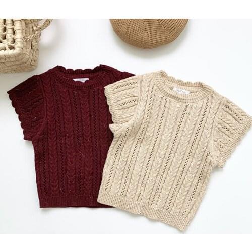 Baby Girls Boys Sweaters Short Sleeve Solid Color Baby Boys Girls Knitting Pullover Spring Autumn Kids Pullovers Tops