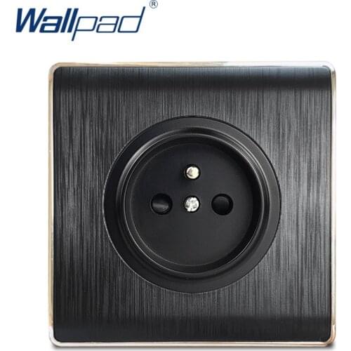 Wallpad New Arrival EU French Socket Wall Power Socket Electric Outlet Black PC Brushed Panel For Home