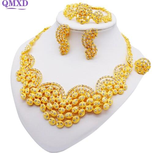 Jewelry Sets For Women Ethiopia 24K Gold Color Indian African Jewelry Set Wedding Jewellery For Brides Dubai Gold Jewelry Sets
