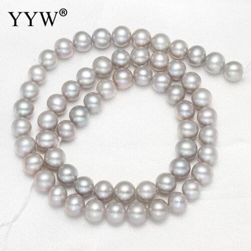 YYW High Quality 6-7mm 100% Natural Freshwater Pearl Beads grey Pearl Round Loose Beads DIY Necklace Bracelat Jewelry Making