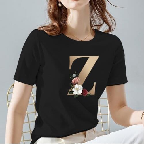 Women Tshirt Personality Letter Pattern Series Lady Tops Soft O-neck Black Basis All-match Female Short Sleeve Tee Women Clothes
