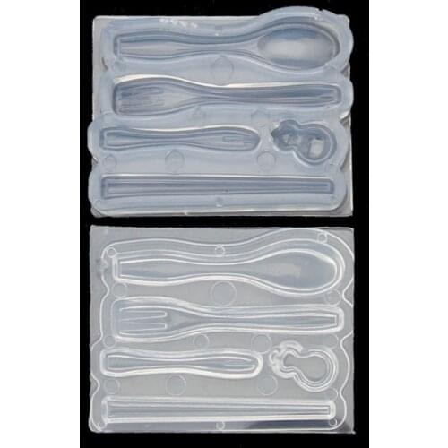 1 Set Mini Chopsticks Spoons Forks Resin Silicone Mold Epoxy Resin Jewelry Tools