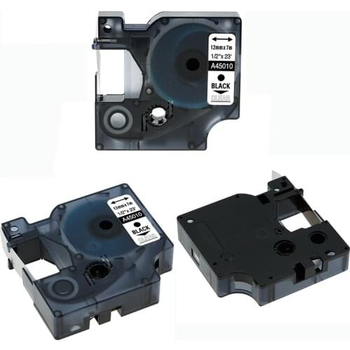 10pcs compatible for Dymo D1 45010 label tape 12mm black on clear laminated printer ribbon for Label Manager printer maker