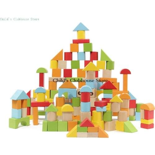 100 Particles Wooden Childrens Building Blocks Wood Assembled Baby Toys Puzzle 0 Boy 1 Girl 2 Brains 3 Early Education 4