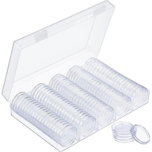 100Pcs 27mm 30mm Coin Holder Capsule Case with Storage Box for Medal Commemorative Coin Collection Supplies