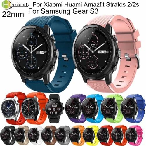 22mm Sport Silicone Strap for Samsung Gear S3 Frontier/Classic/Galaxy 46mm wrist band bracelet for Huami Amazfit Stratos 2/2s
