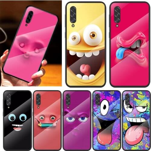 3D funny face For Samsung Note 20 10 9 8 Ultra Lite Plus 5G A70 A50 A40 A30 A20 A10 Tempered Glass Phone Case