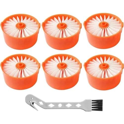 6 Pack Vacuum Filter Elements with Cleaning Brush for Black+Decker BSV2020G and BSV2020P Cordless Stick Vacuum Cleaner